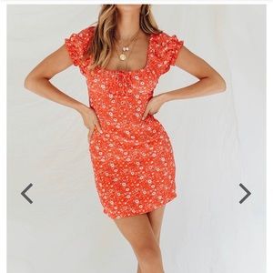 NWT Back In France Tie Front Mini Dress // Red